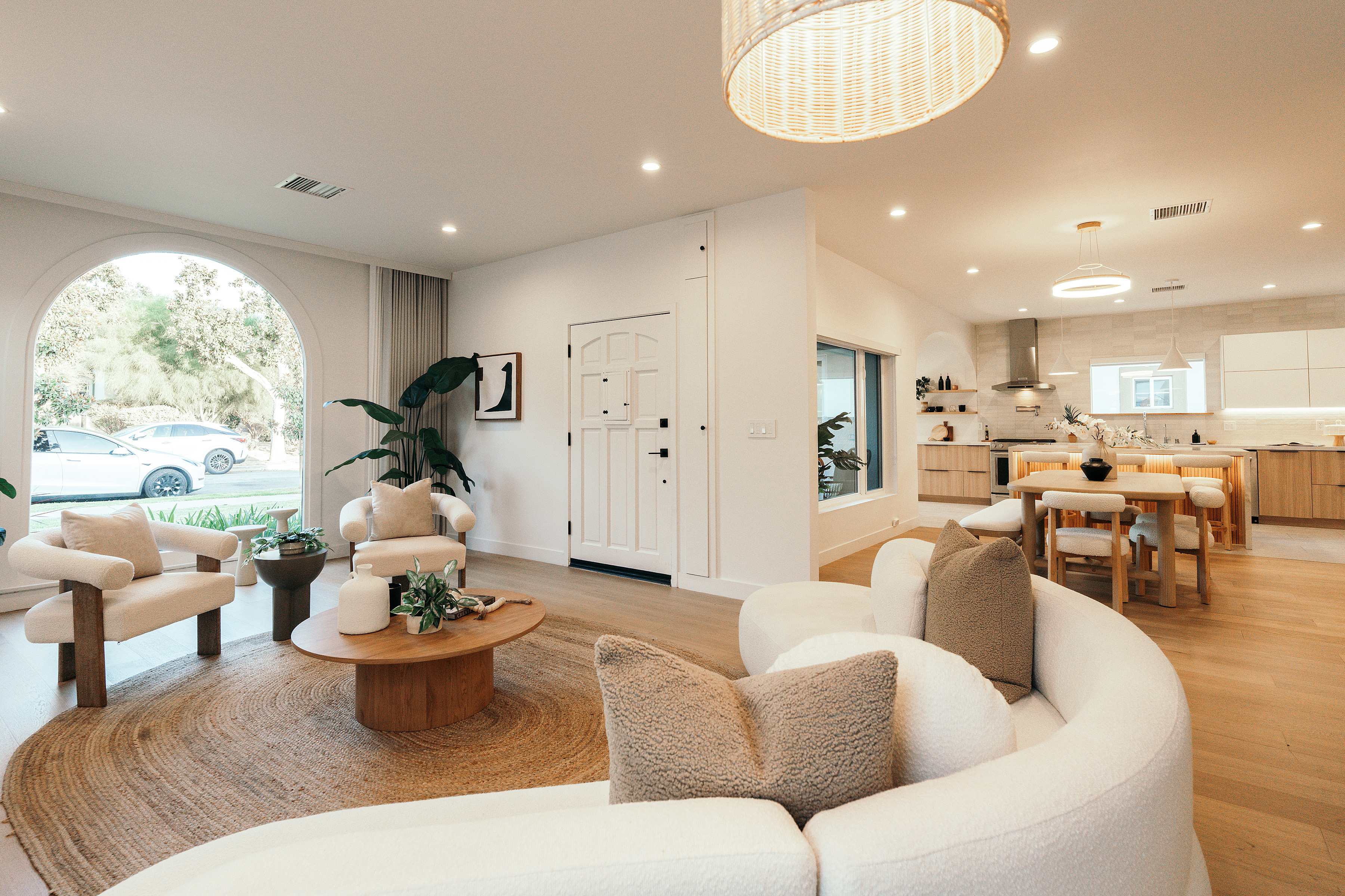 Open-plan living, dining, and kitchen renovation in West Hollywood